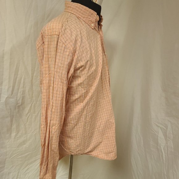 Steve & Barry’s Mens Large Orange Stripe Long Sleeve Button Up Shirt 16-16.5 - Picture 10 of 11